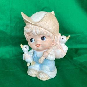 Vintage Homco Home Interior 1418 Little Boy Ducks Decor Farm Spring Easter